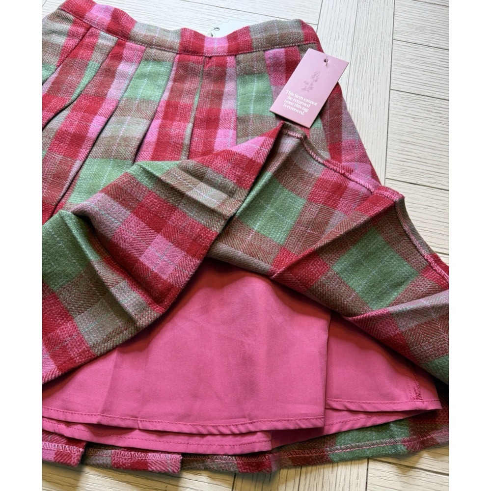 Marren Skirt Rosewood Tartan Plaid By Ivy City NWT Wool Lined‎ Mini Red Pink XS - Picture 9 of 11